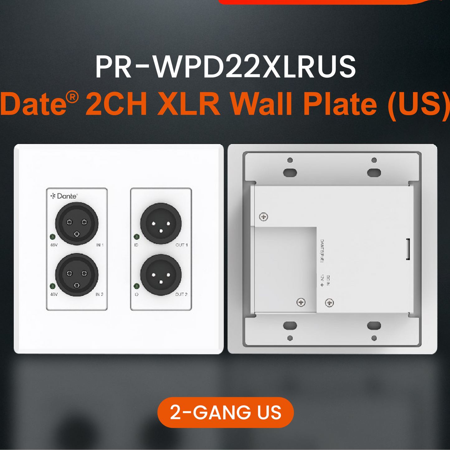 Dante Audio Wall Plate – XLR, Bluetooth, and RCA Analog to Dante