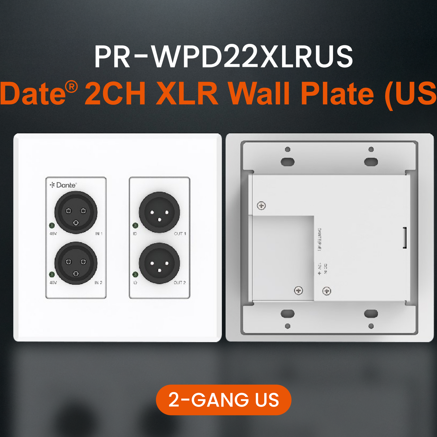 Dante Audio Wall Plate – XLR, Bluetooth, and RCA Analog to Dante