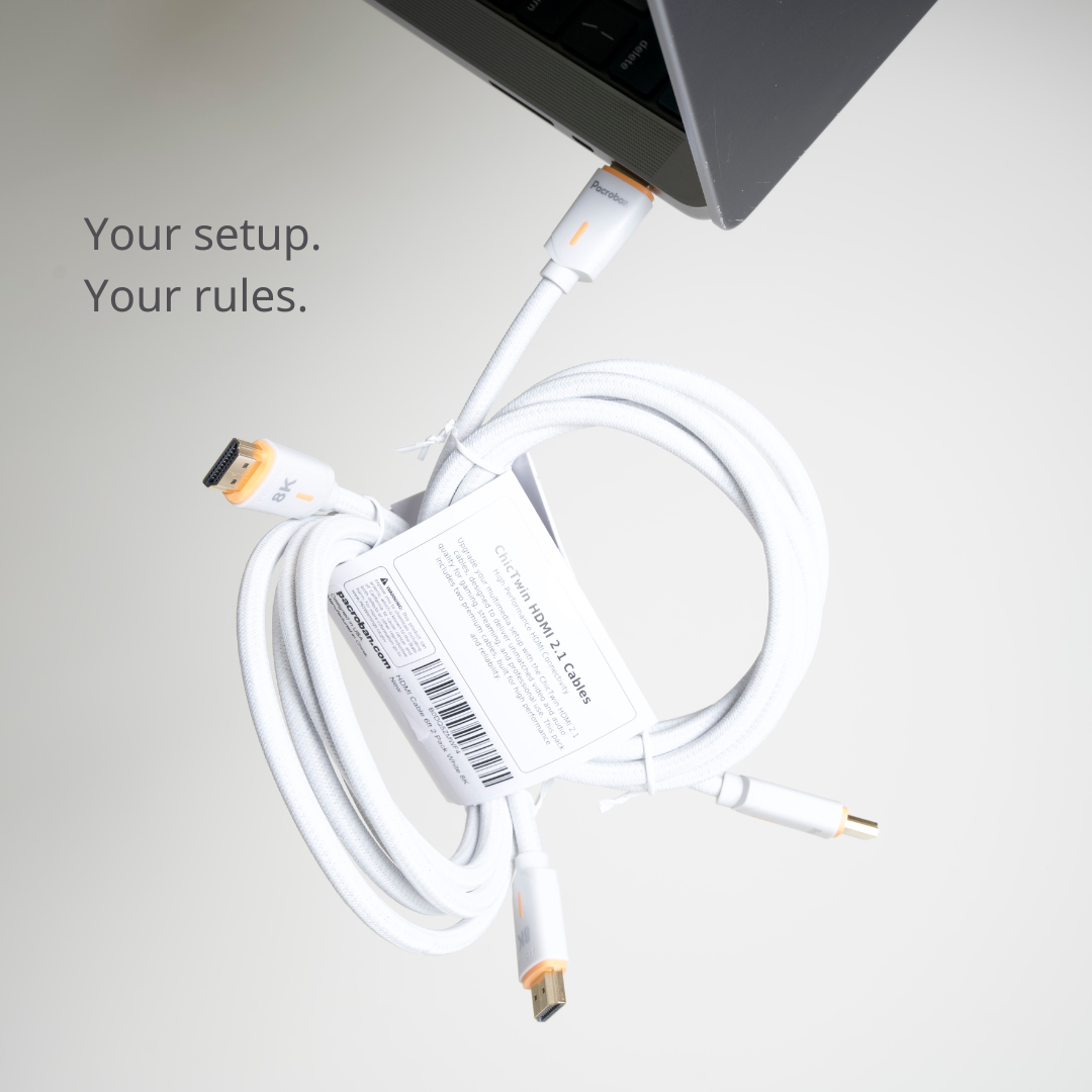 White HDMI 2.1 Cables 2-Pack – 8K Ultra High Speed, 4K 120Hz, HDR, eARC | ChicTwin