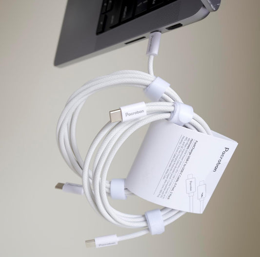 FastCharge USB-C to USB-C Cable, 6 Foot, 2 Pack, Soft Touch Braided, White