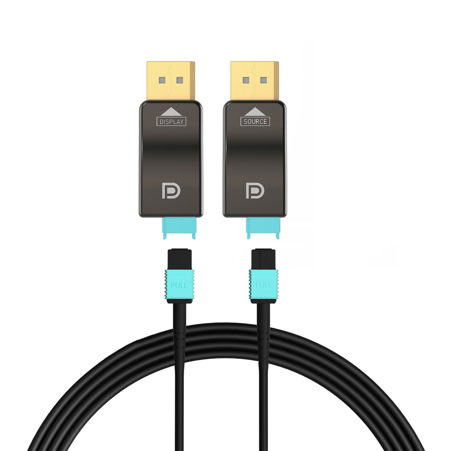 DisplayPort over MPO Fiber Cable System – 8K@60Hz, 4K@144Hz | Up to 300m (984ft) | DP 1.4 Detachable TX/RX