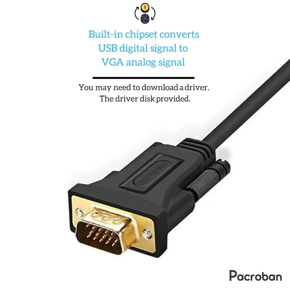 Pacroban USB 3.0 to VGA Adapter Cable