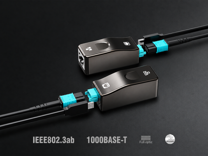 Gigabit Ethernet Cable over MPO Fiber – 1Gbps Full Speed | Up to 300m (984ft) | 1000Base-T Detachable TX/RX