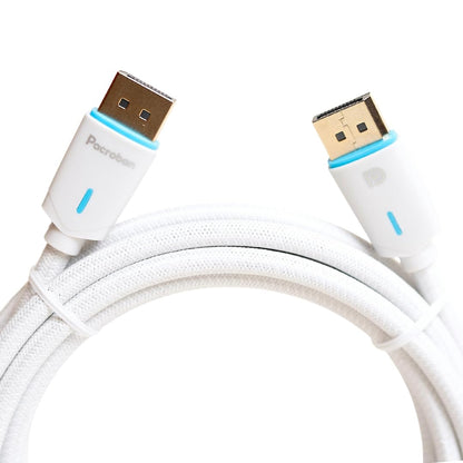 Pacroban DisplayPort 1.4 Cable White | DP to DP Bulk Pack (6ft, 10ft) | 8K@60Hz, 4K@120Hz, HDR, Braided Cable | Wholesale & Bulk Orders