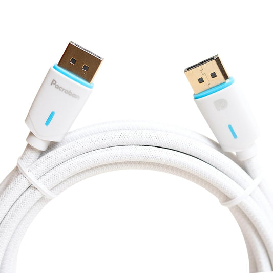 Pacroban DisplayPort 1.4 Cable White | DP to DP Bulk Pack (6ft, 10ft) | 8K@60Hz, 4K@120Hz, HDR, Braided Cable | Wholesale & Bulk Orders