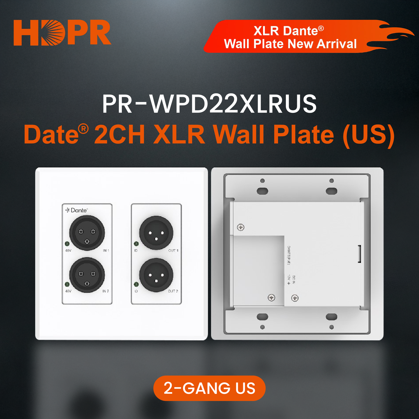 Dante Audio Wall Plate – XLR, Bluetooth, and RCA Analog to Dante