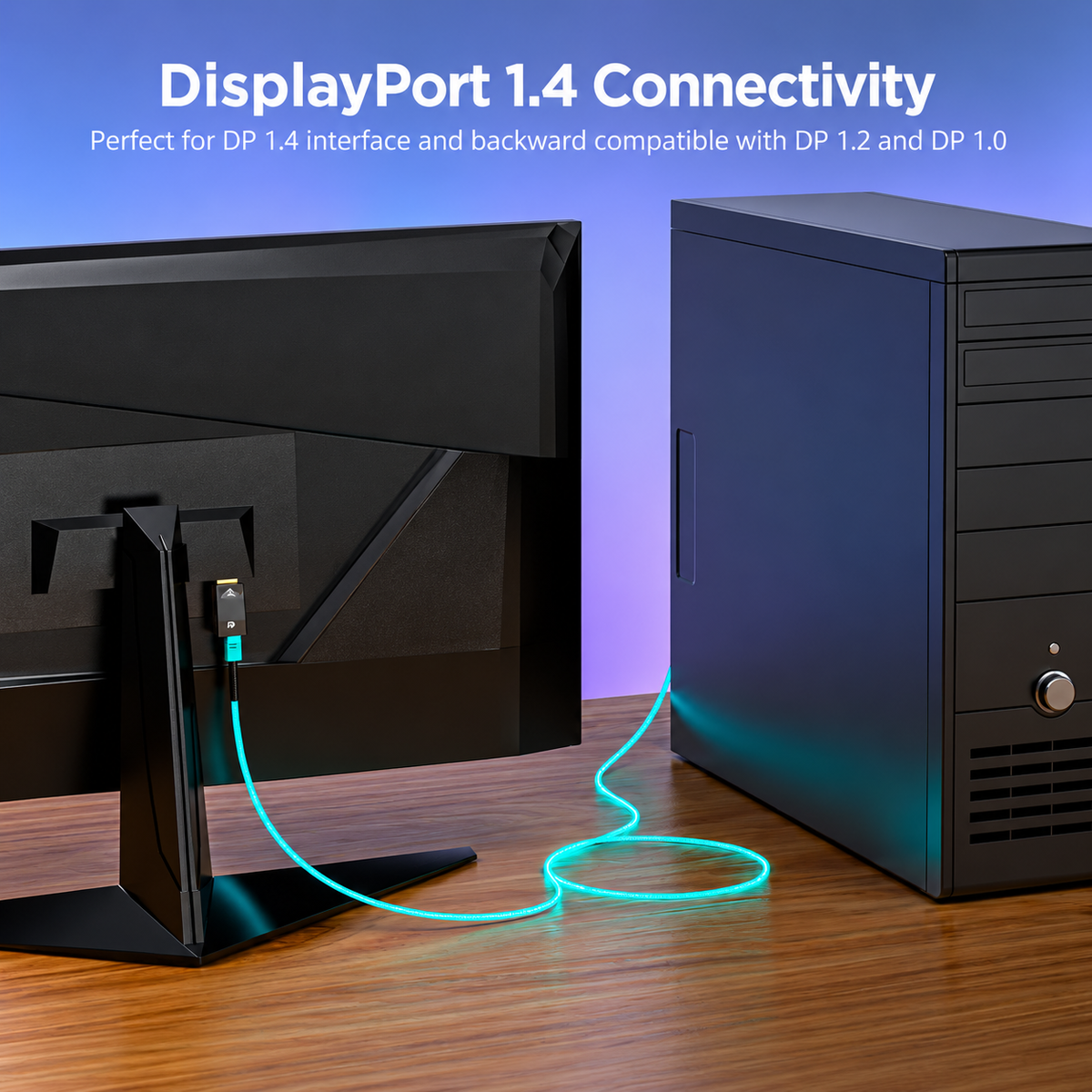 DisplayPort over MPO Fiber Cable – 8K@60Hz, 4K@144Hz | Up to 300m (~1000ft) | DP 1.4 Detachable TX/RX