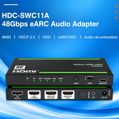HDMI 2.1 Audio Extractor with eARC/ARC – 8K 60Hz, 4K 120Hz, Dolby Atmos, EDID Control