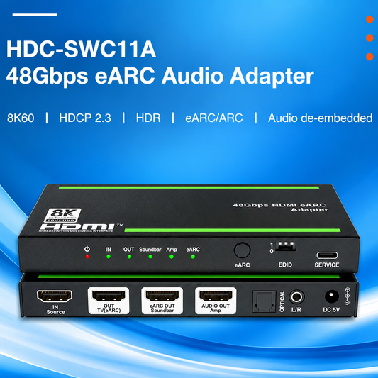 HDMI 2.1 Audio Extractor with eARC/ARC – 8K 60Hz, 4K 120Hz, Dolby Atmos, EDID Control
