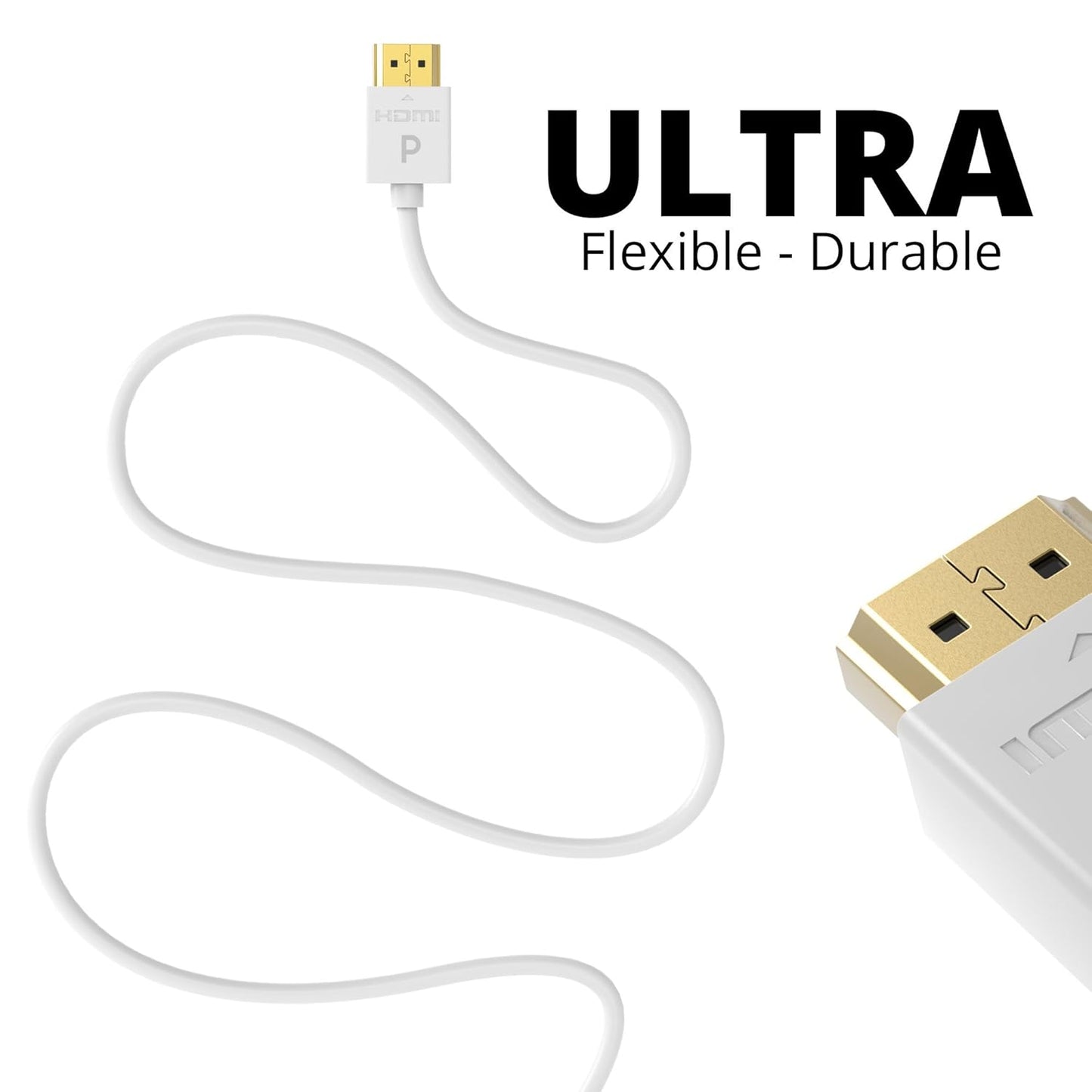 Pacroban 4K HDMI Cable White | 2 Pack Bulk Cartons (6ft, 10ft, 15ft, 20ft, 30ft) | 18Gbps, 4K 60Hz, HDR, ARC | Wholesale & Bulk Orders