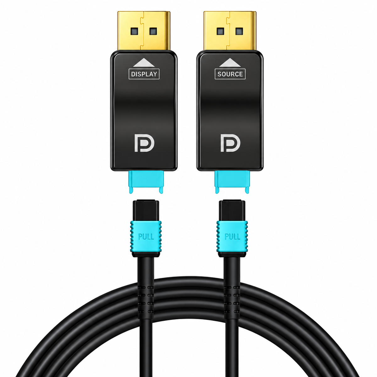 DisplayPort over MPO Fiber Cable – 8K@60Hz, 4K@144Hz | Up to 300m (~1000ft) | DP 1.4 Detachable TX/RX