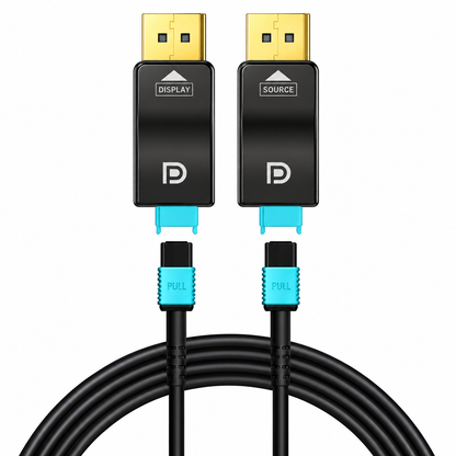 DisplayPort over MPO Fiber Cable – 8K@60Hz, 4K@144Hz | Up to 300m (~1000ft) | DP 1.4 Detachable TX/RX