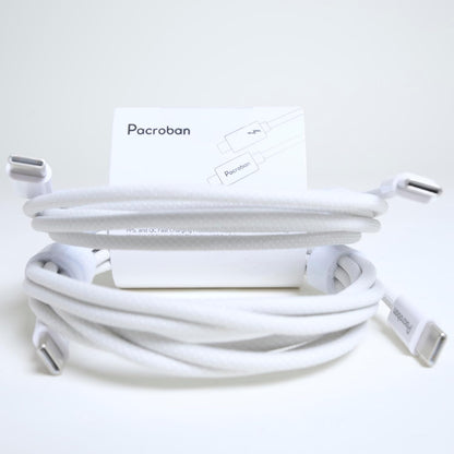 Pacroban USB-C to USB-C Cable White | 2 Pack Bulk Carton 100 pcs (6ft) | 60W PD Fast Charging, Type-C to Type-C | Wholesale & Bulk Orders