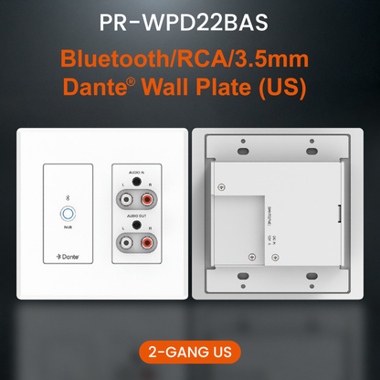 Dante Audio Wall Plate – XLR, Bluetooth, and RCA Analog to Dante