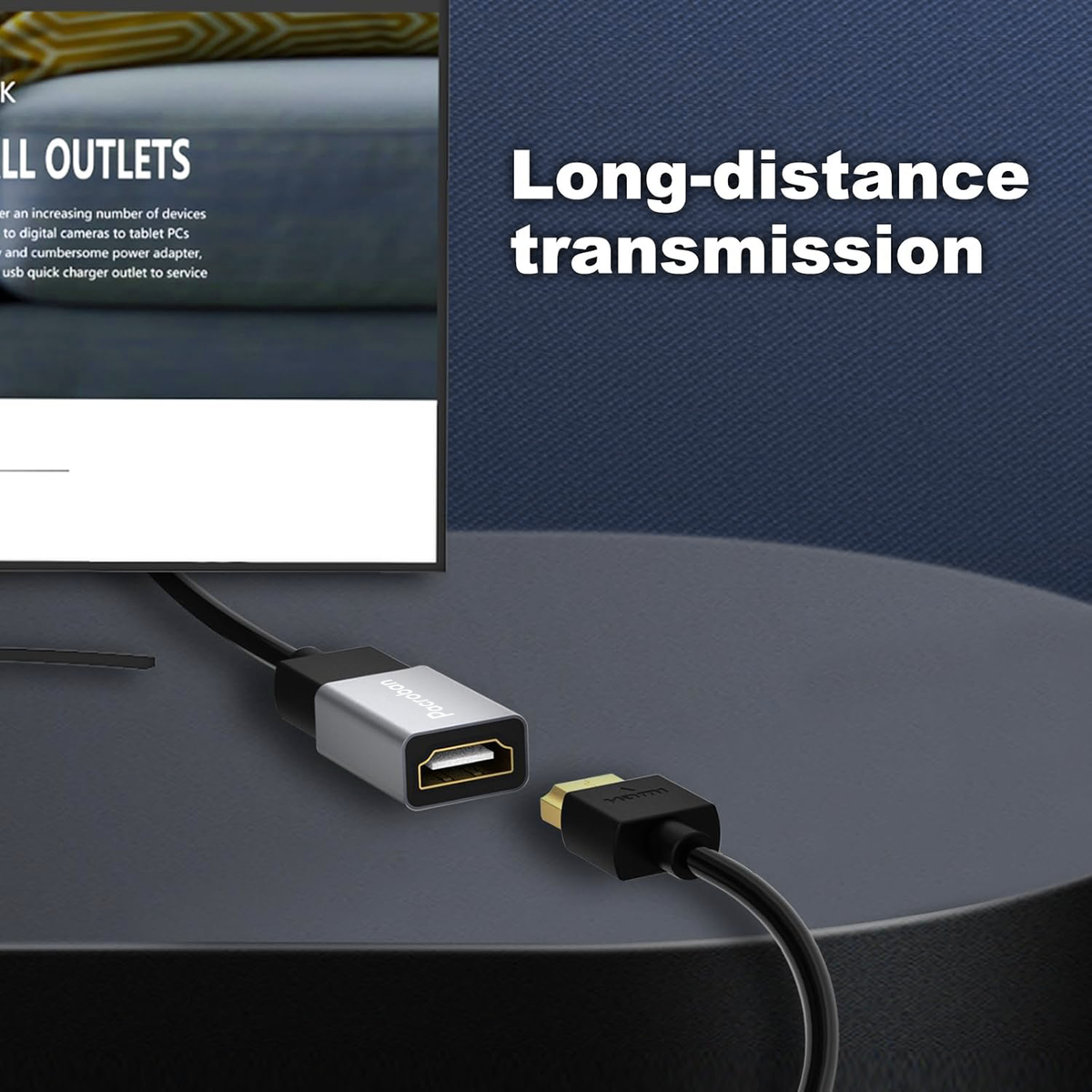 CY HDMI 2.1 Extension Adapter - Male To Female, Supports 8K @ 60Hz For UHD TVs & Monitors