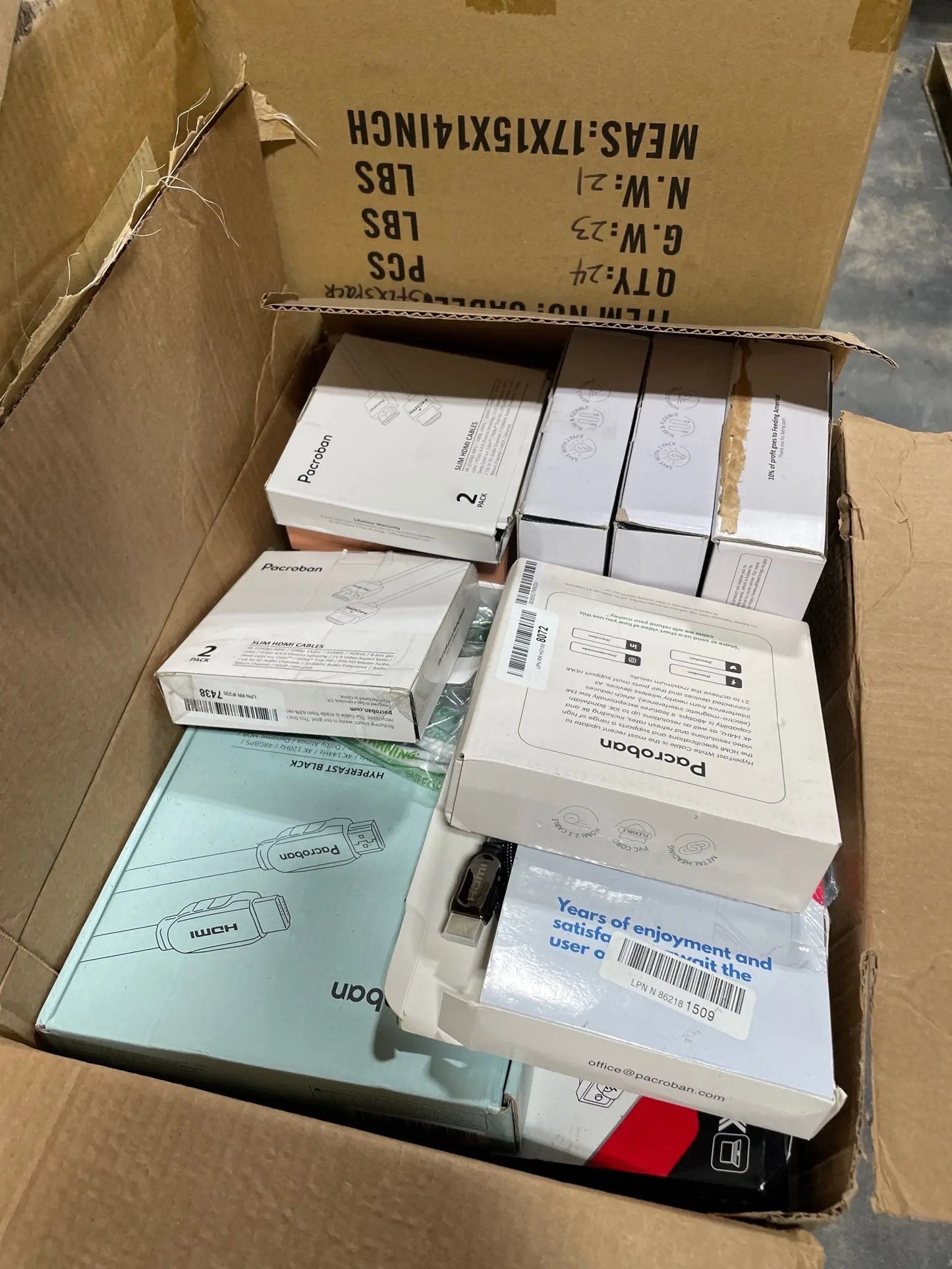 Multiple Assorted Open Box Cables