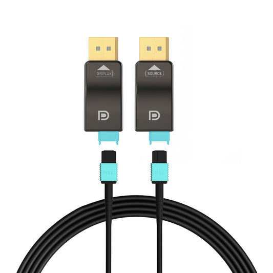 DisplayPort over MPO Fiber Cable System – 8K@60Hz, 4K@144Hz | Up to 300m (984ft) | DP 1.4 Detachable TX/RX
