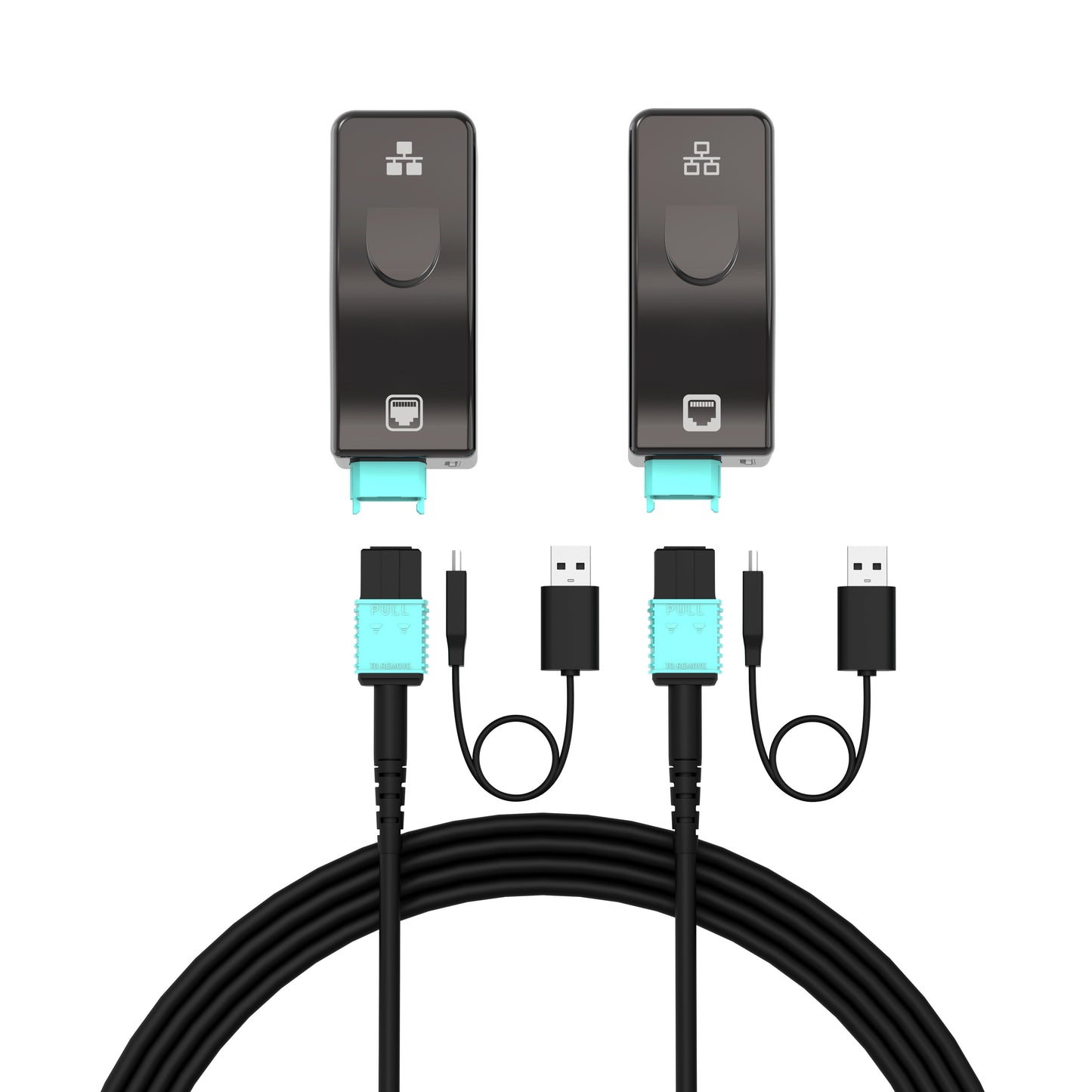 Gigabit Ethernet Cable over MPO Fiber – 1Gbps Full Speed | Up to 300m (984ft) | 1000Base-T Detachable TX/RX