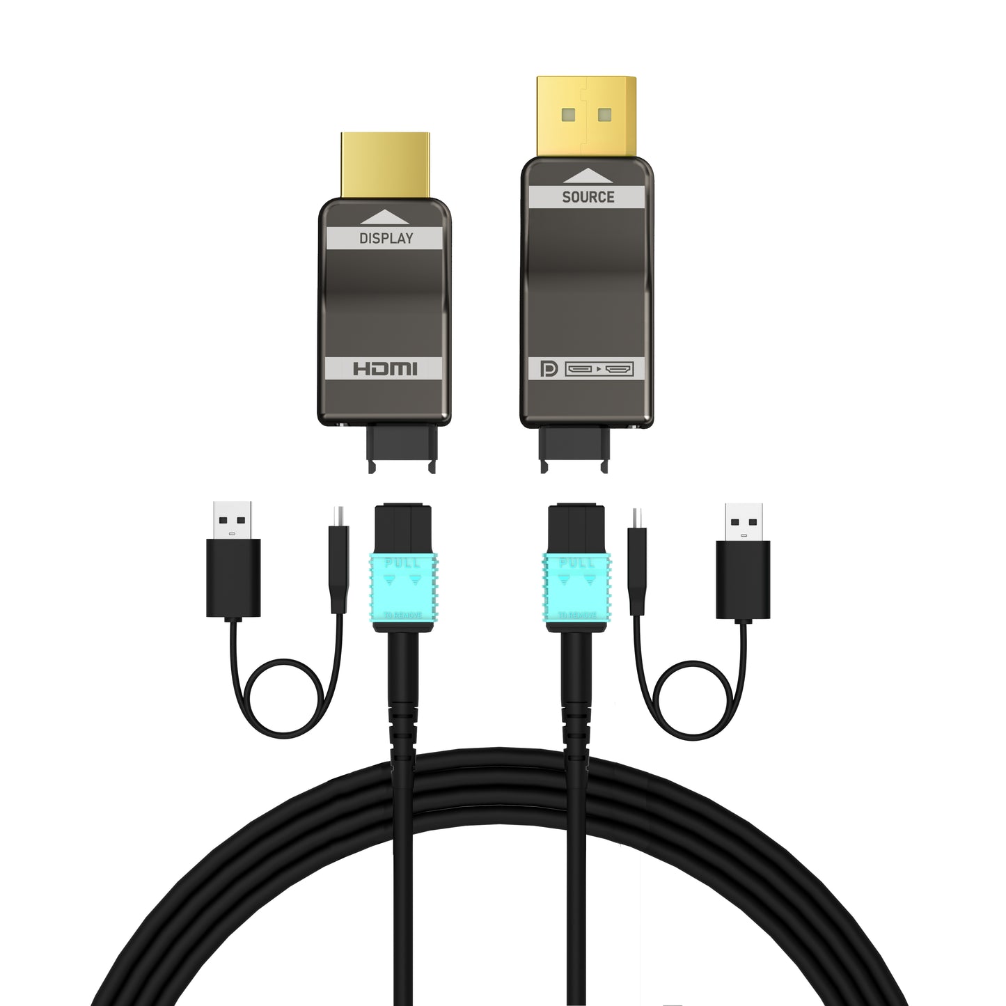 DisplayPort to HDMI over MPO Fiber System – 8K@60Hz, 4K@144Hz | Up to 300m (984ft) | DP 1.4 to HDMI 2.1 Detachable TX/RX