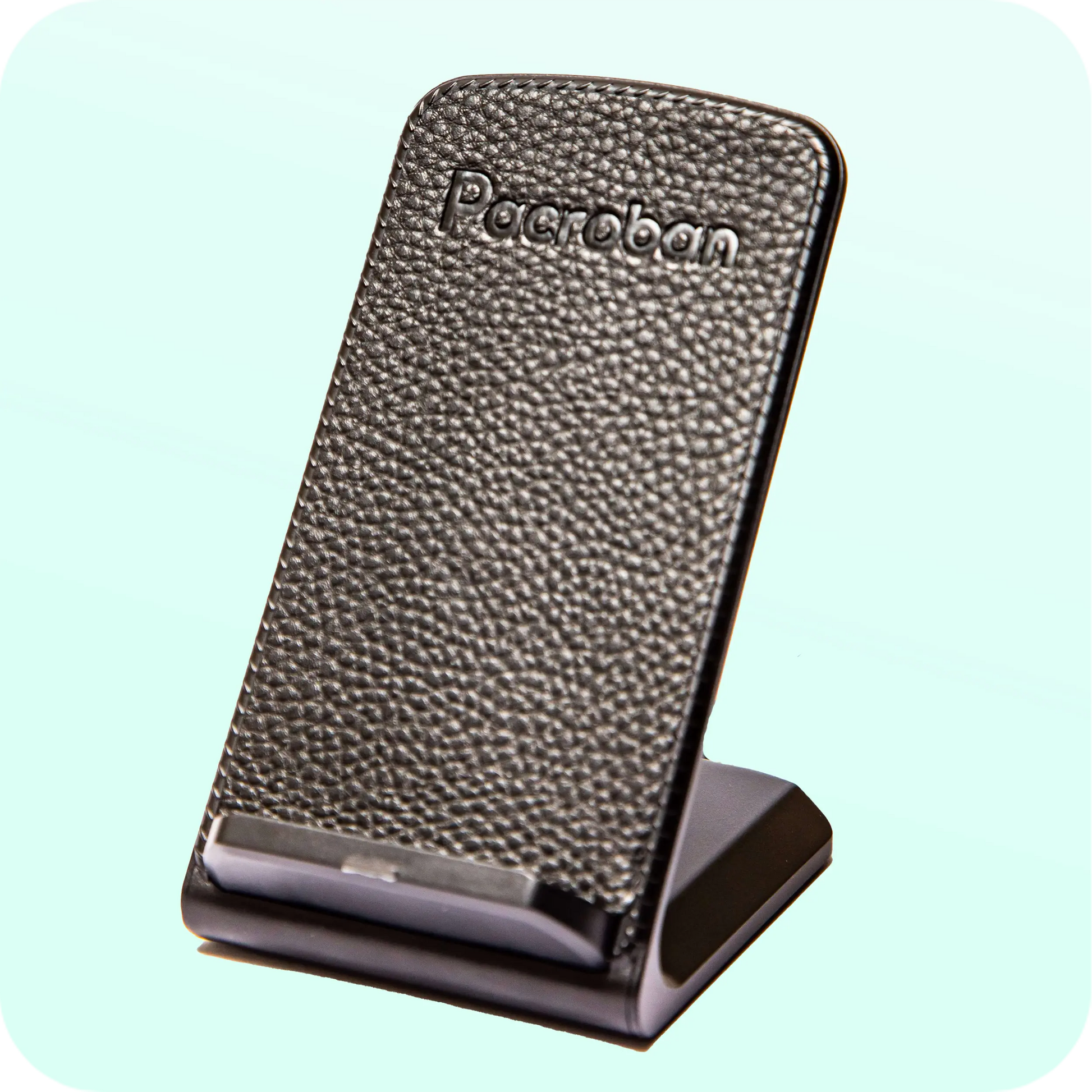 AirCharge Fast Wireless Charger with Quick Charge 3.0 Adapter - Black Leather