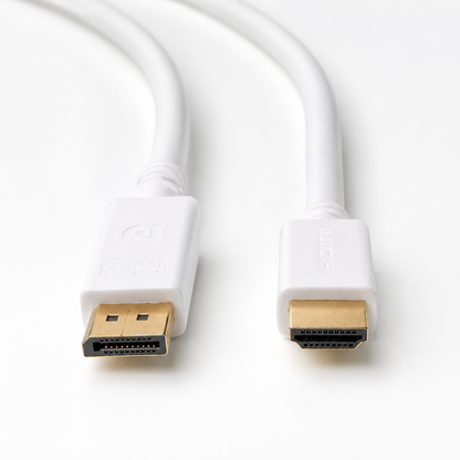 DisplayPort to HDMI Cable 4K 60Hz White Cord, CL3 Rated In-wall Safe
