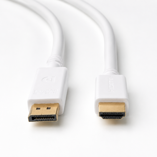 DisplayPort to HDMI Cable 4K 60Hz White Cord, CL3 Rated In-wall Safe