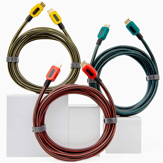 Hyperfast Trio 8K HDMI Cables 3pack - HDMI 2.1, 48Gbps, with 3 Vibrant Colors