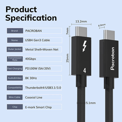 Pacroban USB 4 Cable C to USB C