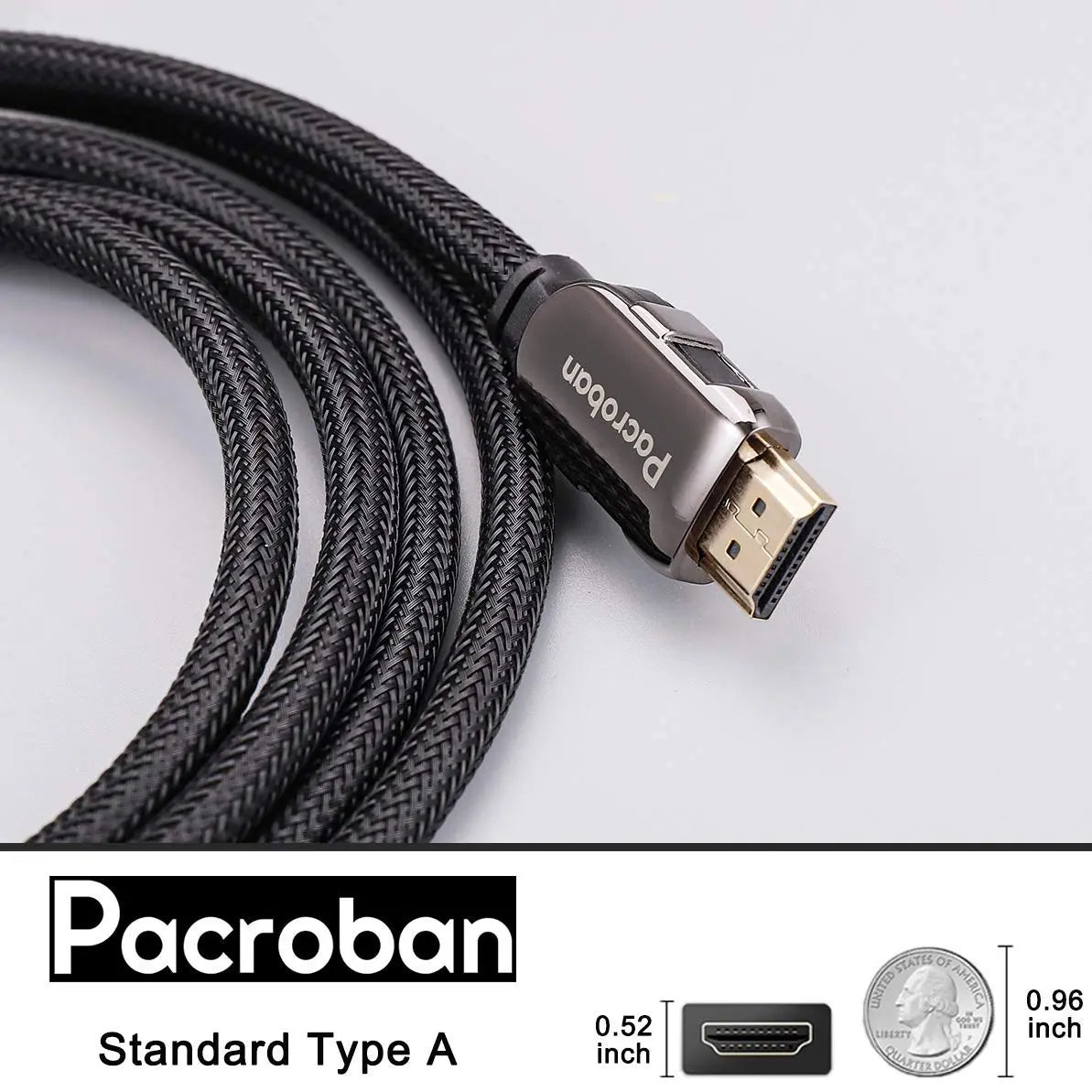 8K Braided HDMI 2.1 Cable (1ft, 3ft, 6ft, 10ft, 13ft) - Lifetime Warranty –  Pacroban