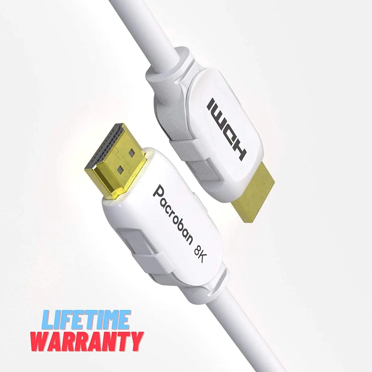 Hyperfast White - 8K HDMI 2.1 Cable in Soft CL3 Rated Wire