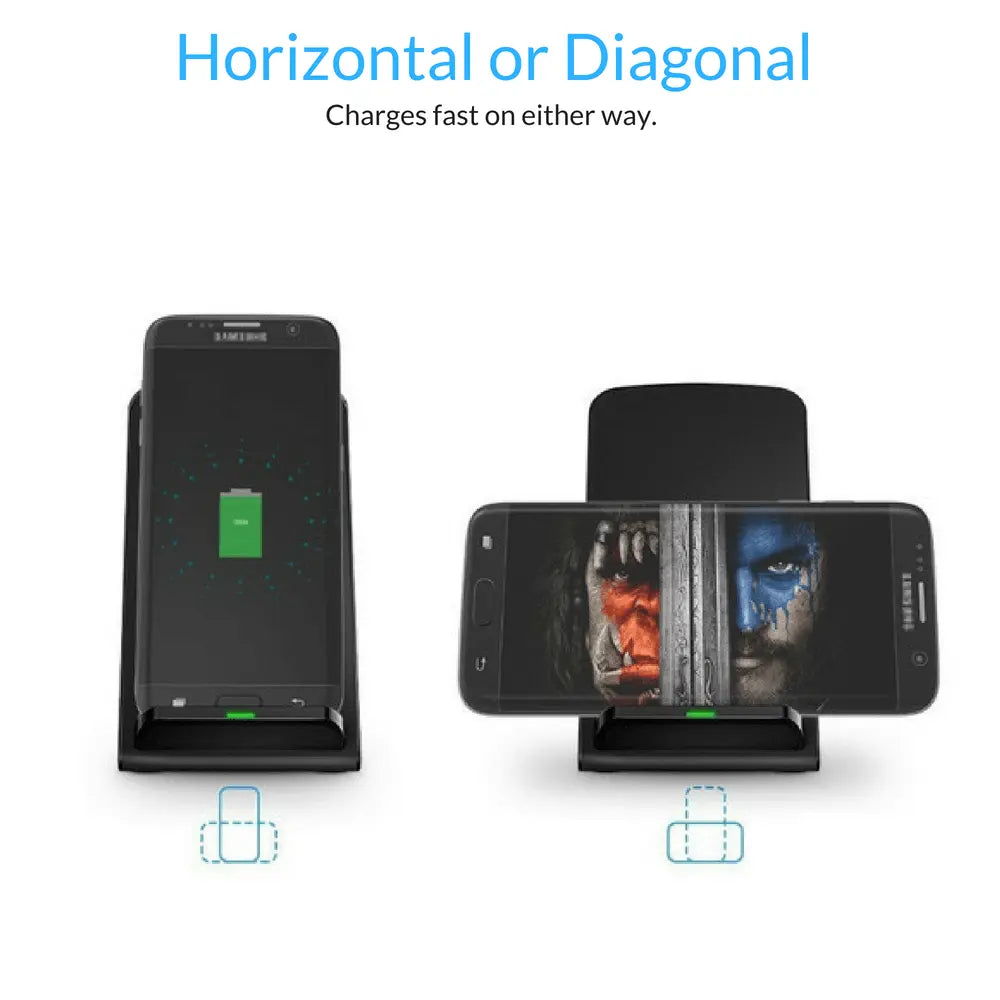 AirCharge Fast Wireless Charger with Quick Charge 3.0 Adapter - Black Leather