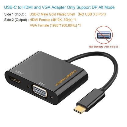 USB C to VGA and HDMI Adapter - Aluminum - USB-C Display Adapters, Display  & Video Adapters